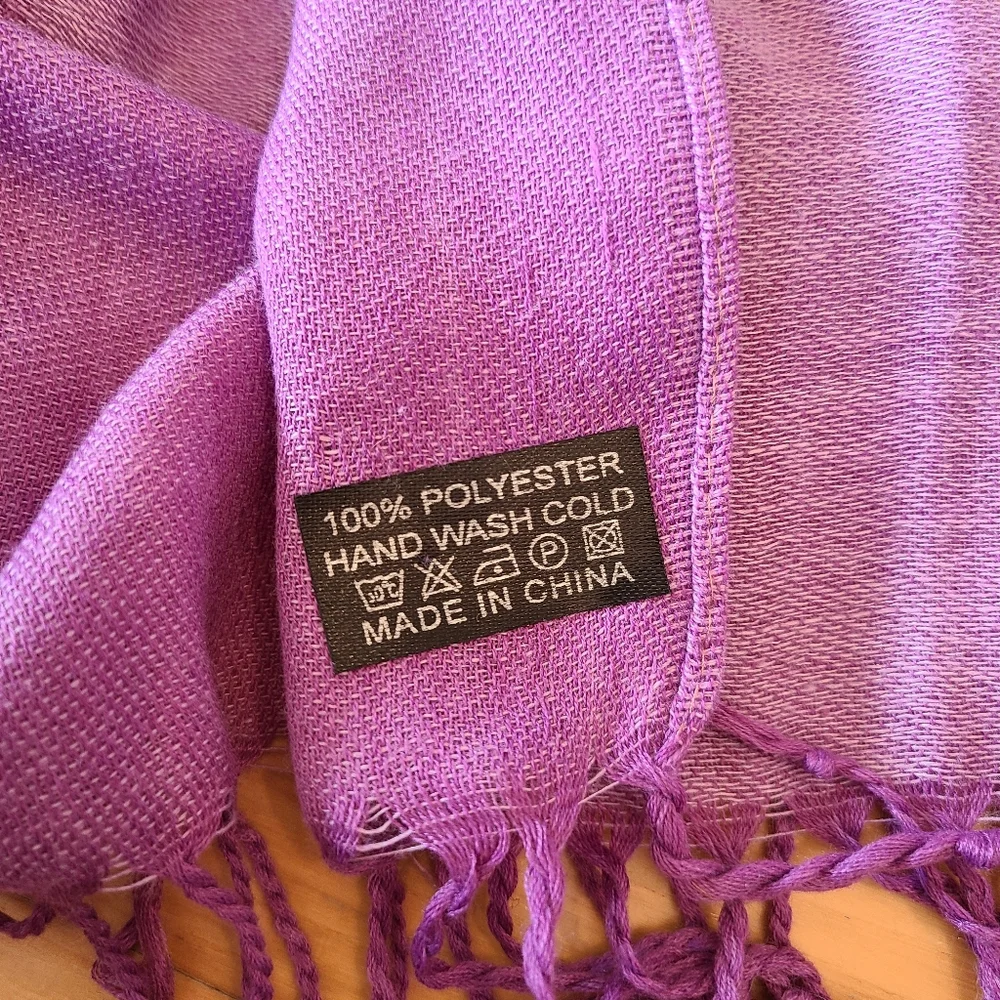 3/$15 CLEARANCE Long Purple Scarf with Fringe at the Ends